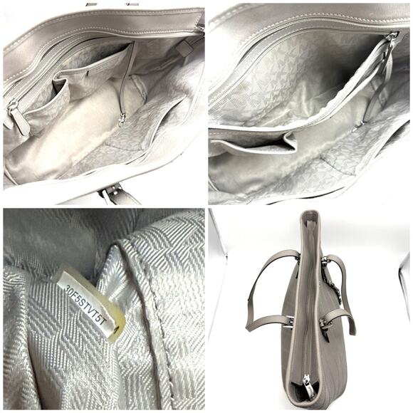 MICHAEL Michael Kors Jet Set Travel Quilted Saffiano Tote Grey Silver - Picture 8 of 16